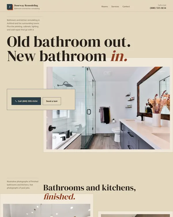 A spec website built for a bath and kitchen remodel business